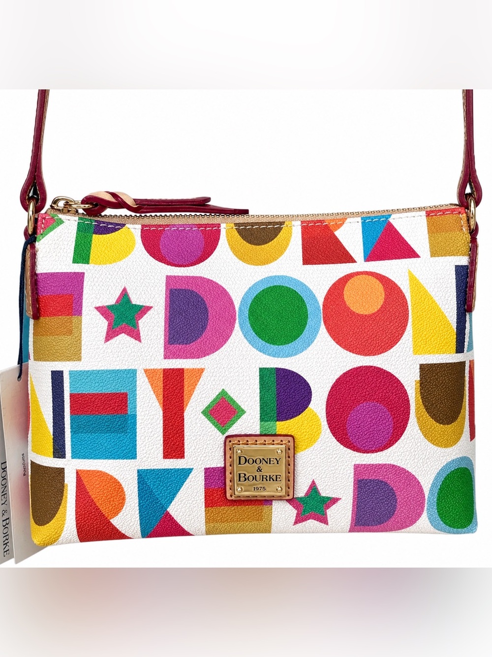 Dooney & Bourke Pouchette Crossbody bag new white abstract geometric handbag NWT
